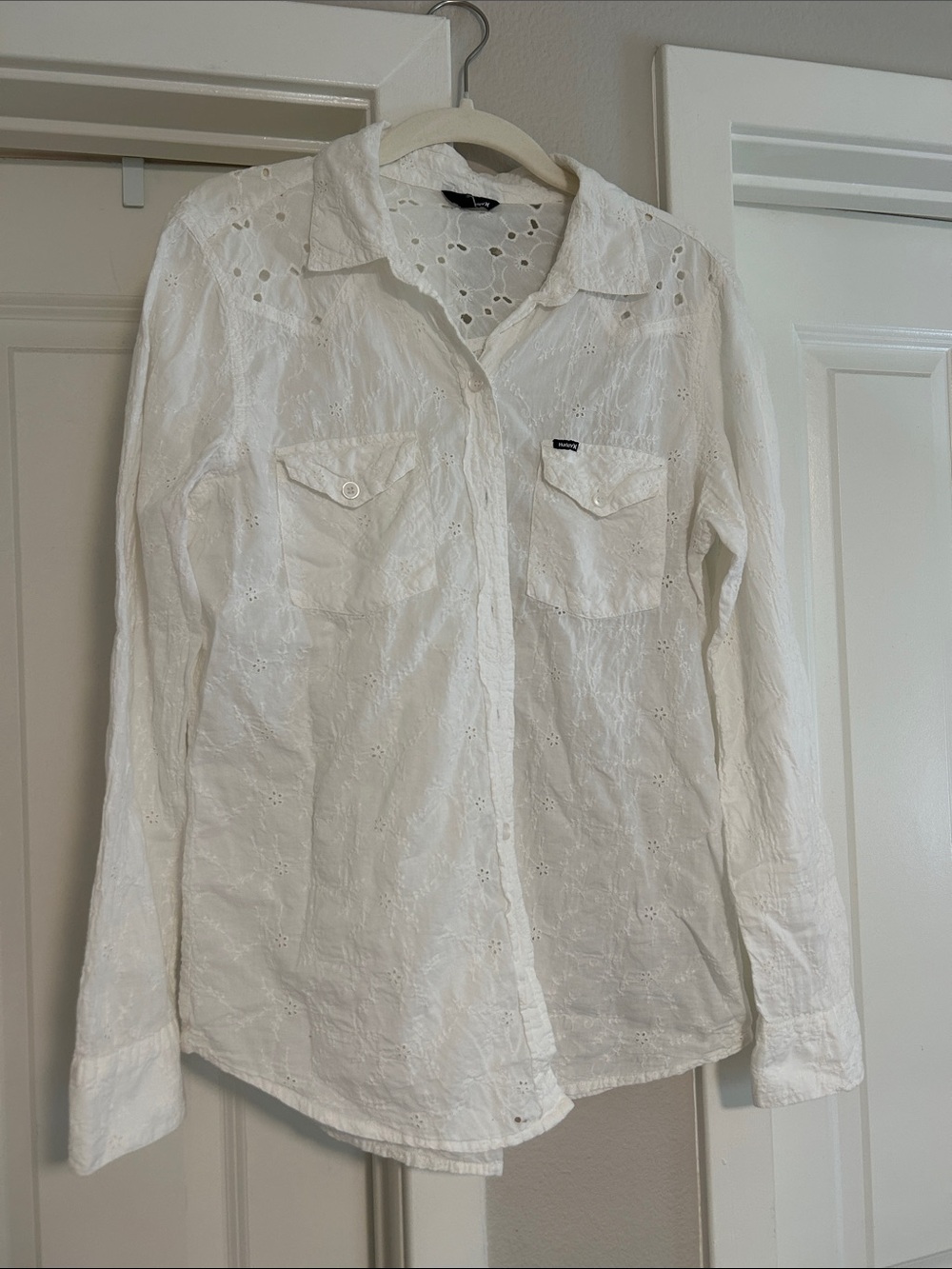 Hurley White Eyelet Button-Down Shirt